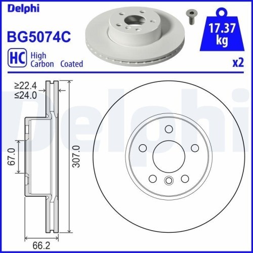 Set disc frana BMW 3 (G20 G80 G28) 11.18-, 3 Touring (G21 G81) 07.19-, 3 Touring Van (G21) 07.19-, 4 Convertible (G23 G83) 11.20-, Fata, 307X24mm, ve