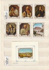 REPRODUCERI DE ARTA II SIMTURILE - SERIE + COLITA ( LP 751 + LP 752 ) 1970 foto