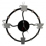 Ceas de perete metalic Krodesign Coffee Time, diametru 50 cm, VivaTechnix