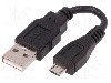 Cablu USB A mufa, USB B micro mufa, USB 2.0, lungime 0.1m, negru, QOLTEC - 50520