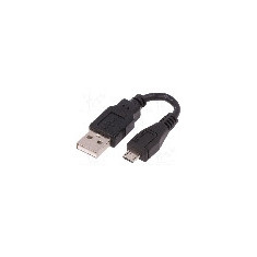 Cablu USB A mufa, USB B micro mufa, USB 2.0, lungime 0.1m, negru, QOLTEC - 50520