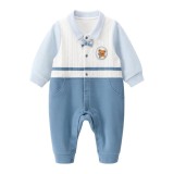 gurcooc Body pentru bebeluși băieți cu m&acirc;neci lungi, costum de domnule, body cu fundă desene animate, toamnă iarnă One