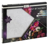 Set Pictura pe Numere Nassau, 40x50 cm, Buchet Flori, 24 Culori, 4 Pensule, Panza pe Sasiu Lemn, Joc Creativ Adulti/Copii