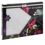 Set pictura pe numere 40x50 cm buchet de flori cu 24 culori si 4 pensule