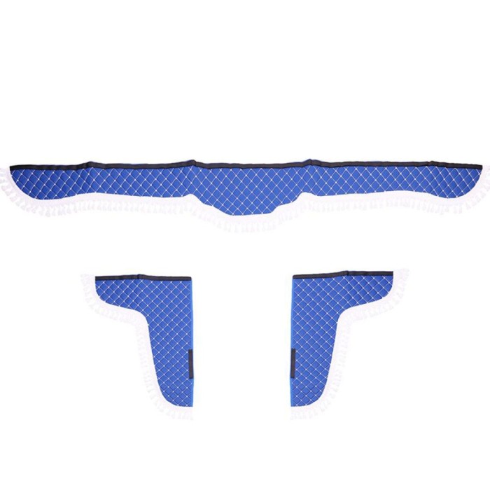 Set perdele decor cabina camion, velur albastru-alb universale Mega Drive