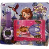 Set ceas electronic de mana si portofel copii tip Sofia the first
