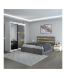 Dormitor Clio Gri Cu Dulap Tapitat 180x200cm