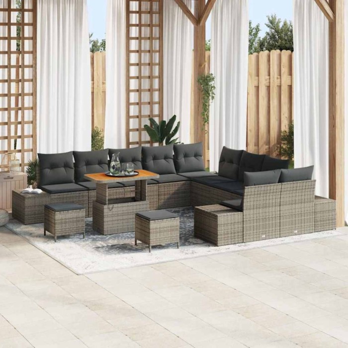 vidaXL Set de canapele pentru grădină 13 pcs Gri deschis și gri &icirc;nchis 3364798