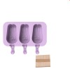 Forma inghetata cu 3 compartimente, din silicon alimentar, 50 de bete, Forma iepuras, Mov, TopBazar