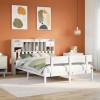 VidaXL Pat cu bibliotecă fără saltea, alb, 160x200 cm, lemn masiv pin 3321839