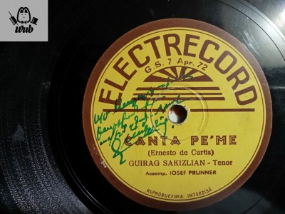 Guirag Sakizlian Siruhis/ Canta per me disc patefon/gramofon cu autograf! foto