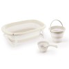Set Cadita Pliabila Bebe 3 in 1 Dolu Nuve Bej, Galeata si Cana, 0+ Luni, Plastic Non-Toxic, Sigura si Compacta