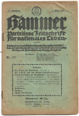 Z84 Revista antisemita proto nazista Hammer 1 martie 1918 nr 377 foto