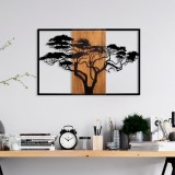 Cumpara ieftin Accesoriu decorativ de perete din lemn si metal cu rama Acacia Tree Nuc 90x58 cm