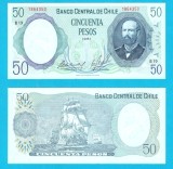Chile (pick 151) 50 Pesos 1981 UNC- serie: 1864350; Expediția eliberatoare &icirc;ndreptată spre Peru