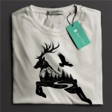 Tricou casual din bumbac 100% de barbati marimea XL Cerb, Multicolor, Oem