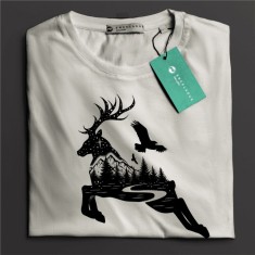 Tricou casual din bumbac 100% de barbati marimea M Cerb
