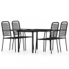Set de servit masa pentru gradina, 5 piese, negru