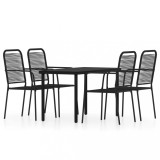 Set de servit masa pentru gradina, 5 piese, negru