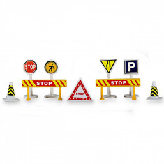 Set 10 indicatoare rutiere de jucarie, multicolor foto