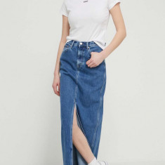 Tommy Jeans fustă din denim maxi, drept, DW0DW17673