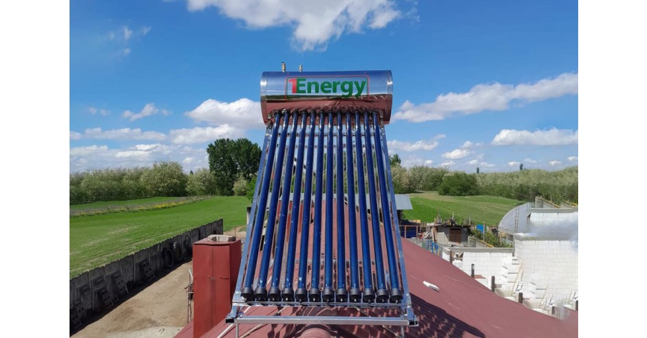 Kit Panou solar apa calda INOX presurizat 1ENERGY, 120 litri, 12 tuburi ...