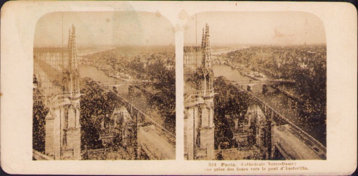 ST18N Paris Cath&eacute;drale Notre-Dame vers le pont d&rsquo;Austerlitz stereoscopic photo