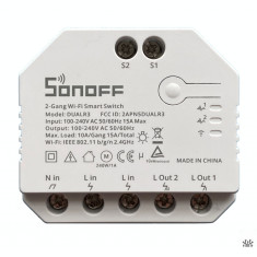 Releu wireless Sonoff, 3300 W, 15 A, 2 canale, PC