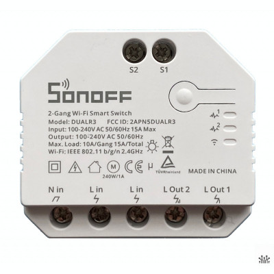 Releu wireless Sonoff, 3300 W, 15 A, 2 canale, PC foto