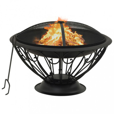 Vatra de foc cu vatrai, 75 cm, otel, XXL GartenMobel Dekor foto