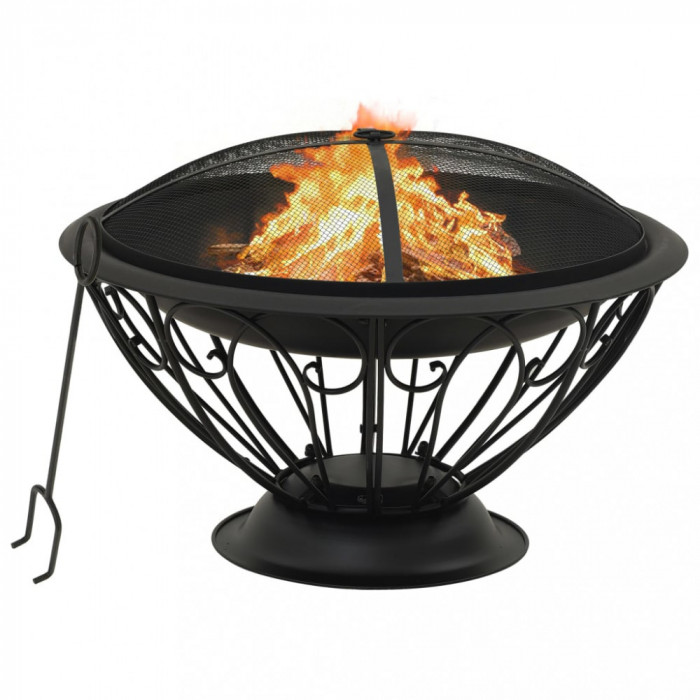 Vatra de foc cu vatrai, 75 cm, otel, XXL GartenMobel Dekor