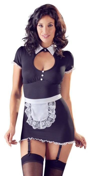 Set sexy costumatie menajera Maid&#039;s Dress with suspender straps, Cottelli - M