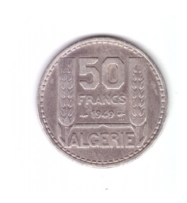 Moneda Algeria 50 francs/franci 1949, stare buna, curata foto