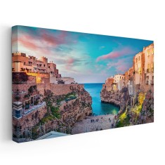 Tablou Polignano a Mare Puglia Italia 1758 Tablou canvas pe panza CU RAMA 70x140 cm