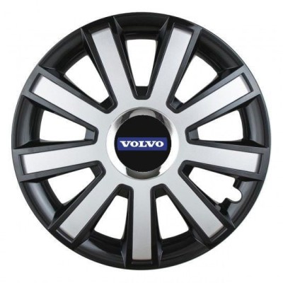 Set 4 capace roti Silver/black cu inel cromat pentru gama auto Volvo foto
