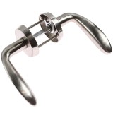Maner cu rozeta rotunda pentru usa metalica interior, BestImp, dreapta, aluminiu, argintiu, 120 x 60 mm