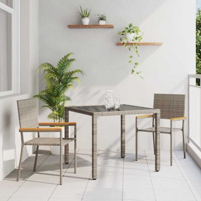 vidaXL Set de masă pentru grădină 3 pcs Gri și Brown 90 x 90 x 75 cm 3365385 foto