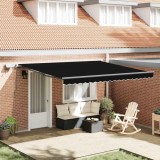 Marchiza manuală retractabilă cu LED Neagră 400x350 cm
