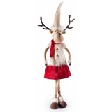 Figurina Ren Fetita textil maro rosu 18x19x83 cm