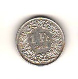 SV * Elvetia 1 FRANC 1914 B * ARGINT .835 AUNC, Europa