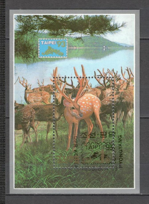 Coreea de Nord.1993 Expozitia filatelica TAIPEI:Flora si fauna-Bl. SC.175