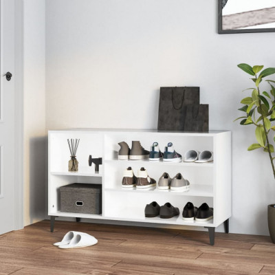 vidaXL Pantofar, alb extralucios, 102x36x60 cm, lemn compozit foto