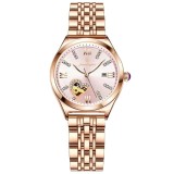 Ceas dama Poedagar Fashion Quartz Analog Indici Luminosi Bratara Auriu Roze