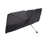Parasolar Auto Pliabil, pentru Masina, in Forma de Umbrela, Negru-Argintiu, 130 x 75 cm, Rezistent UV, BZRSH
