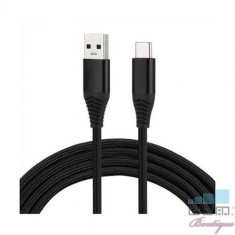 Cablu Date Si Incarcare USB Type C Samsung Galaxy M20 Textil Negru foto