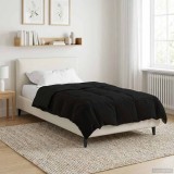 vidaXL Duvet de iarnă Patos Negru 135 x 220 cm Microfibră 42026102