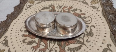 3Piese Argintate /Tavita /2/cutii med. foto