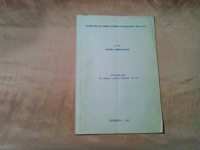 SATIRA EMINESCIANA - Al. Piru (autograf) - Societatea de Stiinte Istorice, 1963 foto