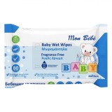 șervețele Umede Bebeluși, Mon Bębę, Fragrance Free, 80 Bucăți, Extracte Aloe și Mușețel, Capacitate 20x15cm, Multicolor