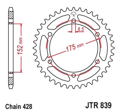 Pinion spate 51 dinti pas lant 428 &amp;ndash; Yamaha DT 125 R - DT 125 RH - WR 125 R - WR 125 X foto